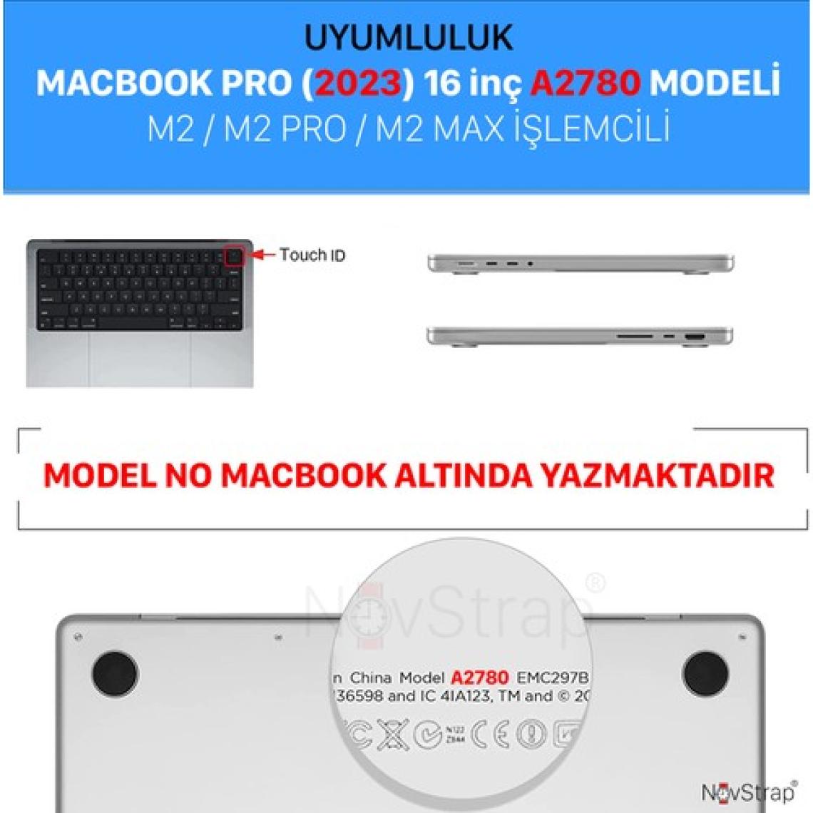 Novstrap Apple MacBook Pro 2023 16 Inç M2 Pro Max A2780 ile Uyumlu Ekran Koruyucu Parlak Nano Film