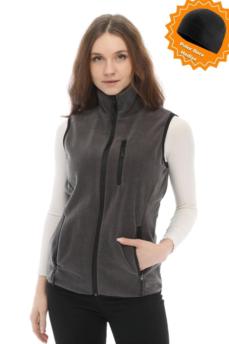 Ghassy Co. Kadın Polar Çok Cepli Trekking Spor Yelek