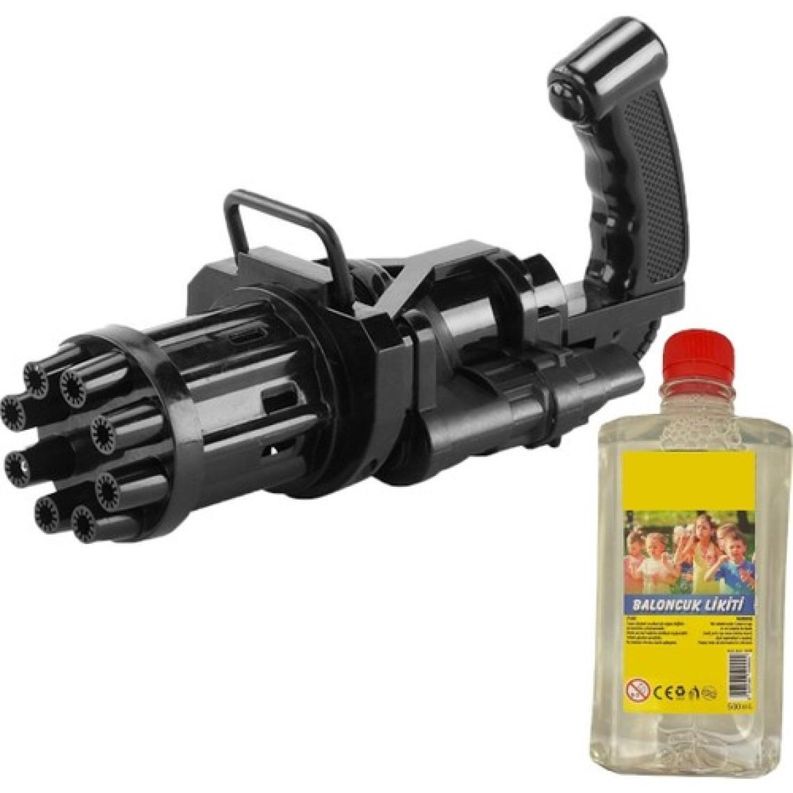 Pilli 19CM 8 Ağız Köpük Tabancası Bubble Machine + Yedek Baloncuk Likit 500ML
