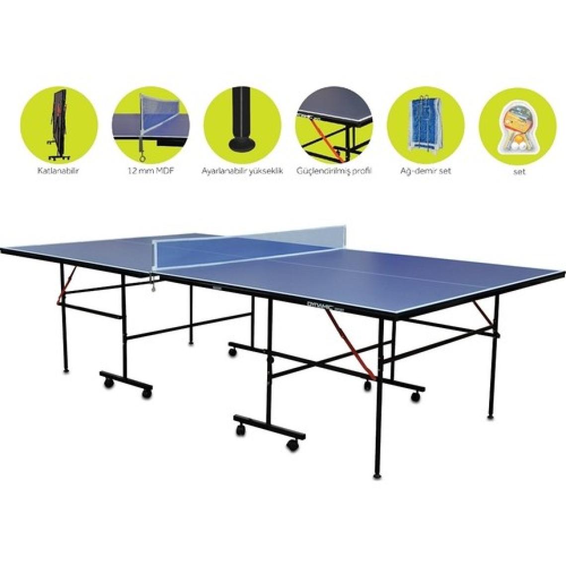 Dynamic Sport 12mm Katlanabilir Masa Tenisi Masası – 2 Raket 3 Top ve Ağ & Demir Set Hediyeli