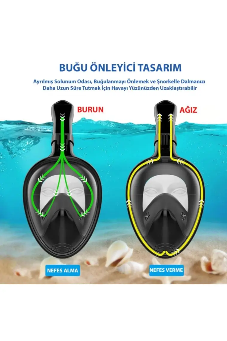 Dailytech Tam Yüz Dalış Maskesi Slikon Şnorkel Full Face