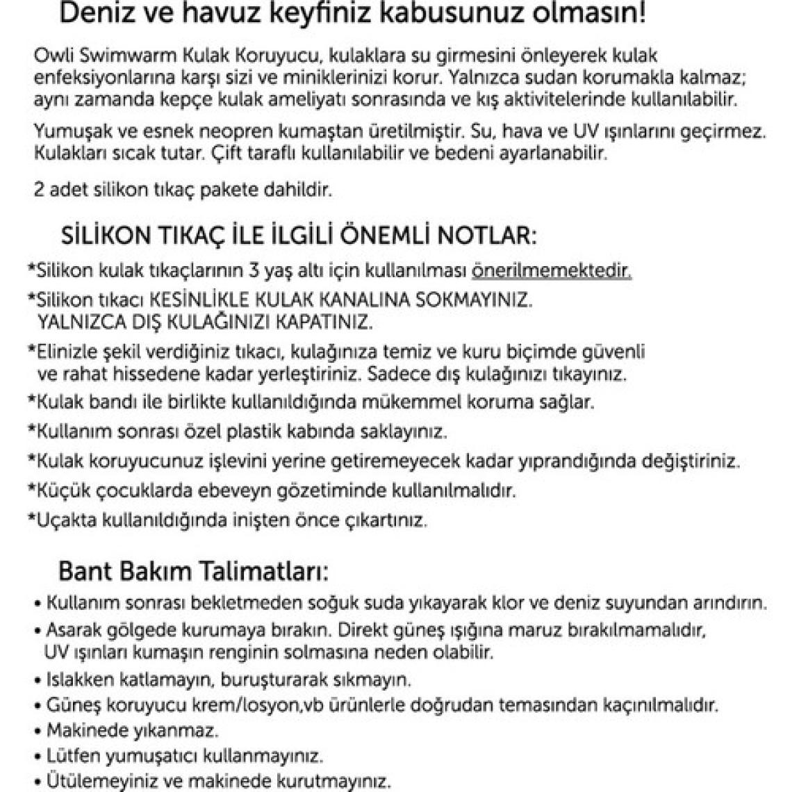Owli Swimwarm Kulak Koruyucu Siyah Çocuk