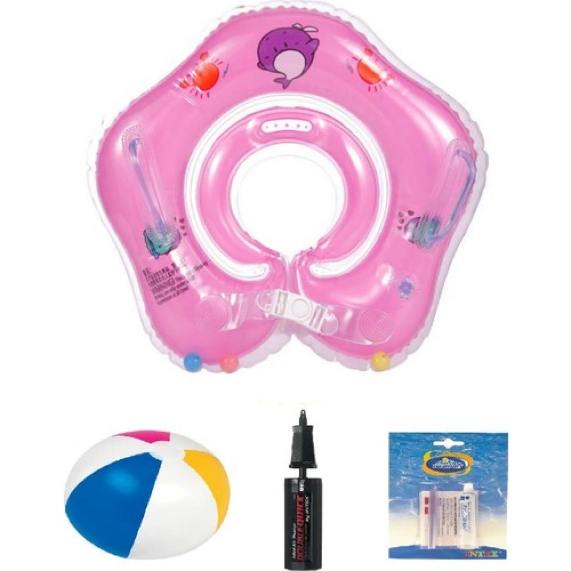 Momz Bebek Yüzme Boyun Simidi Pembe Tatil Seti