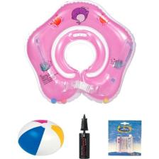 Momz Bebek Yüzme Boyun Simidi Pembe Tatil Seti
