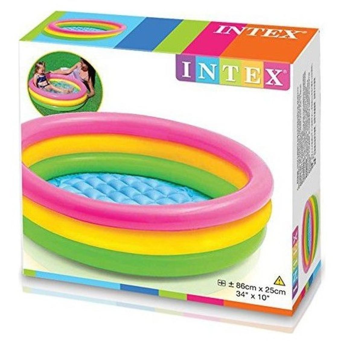 intex      Sunset 3 Boğumlu Şişme Yumuşak Tabanlı Çocuk Bebek Havuzu 86X25 cm