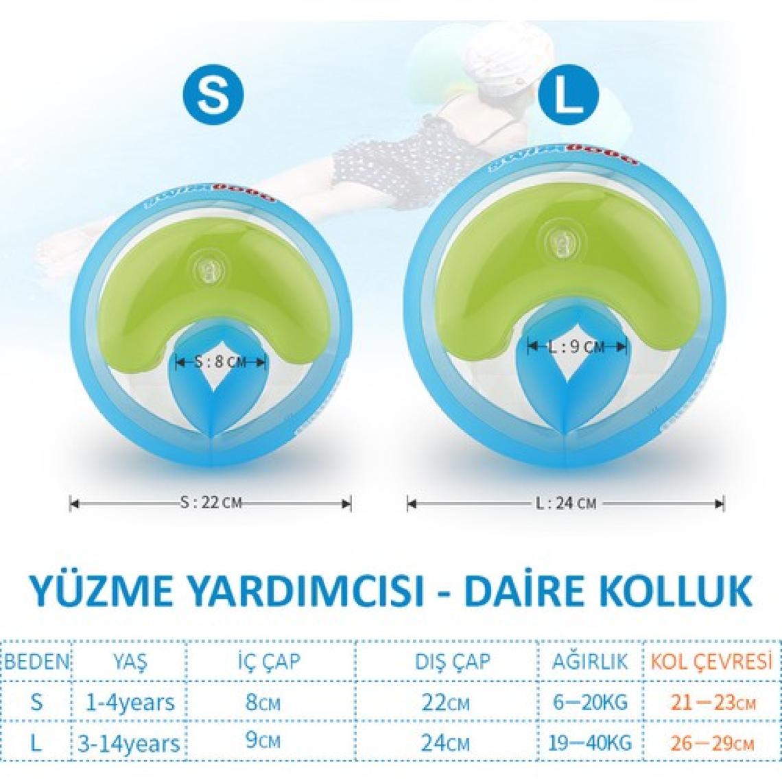 Swimbobo Yüzme Yardımcısı Kolluk Şişme Kolluk Deniz Kolluğu Çocuk Kolluğu Bebek Kolluğu Kolluk Simit (S) 1 Yaş - 5 Yaş