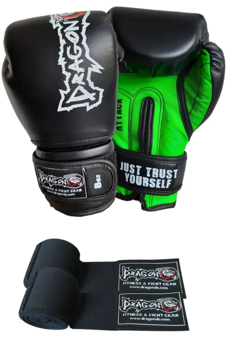 Dragon Attack Boks Eldiveni Kick Boks Muay Thai Boks Eldiveni ve Bandaj 2'li Set