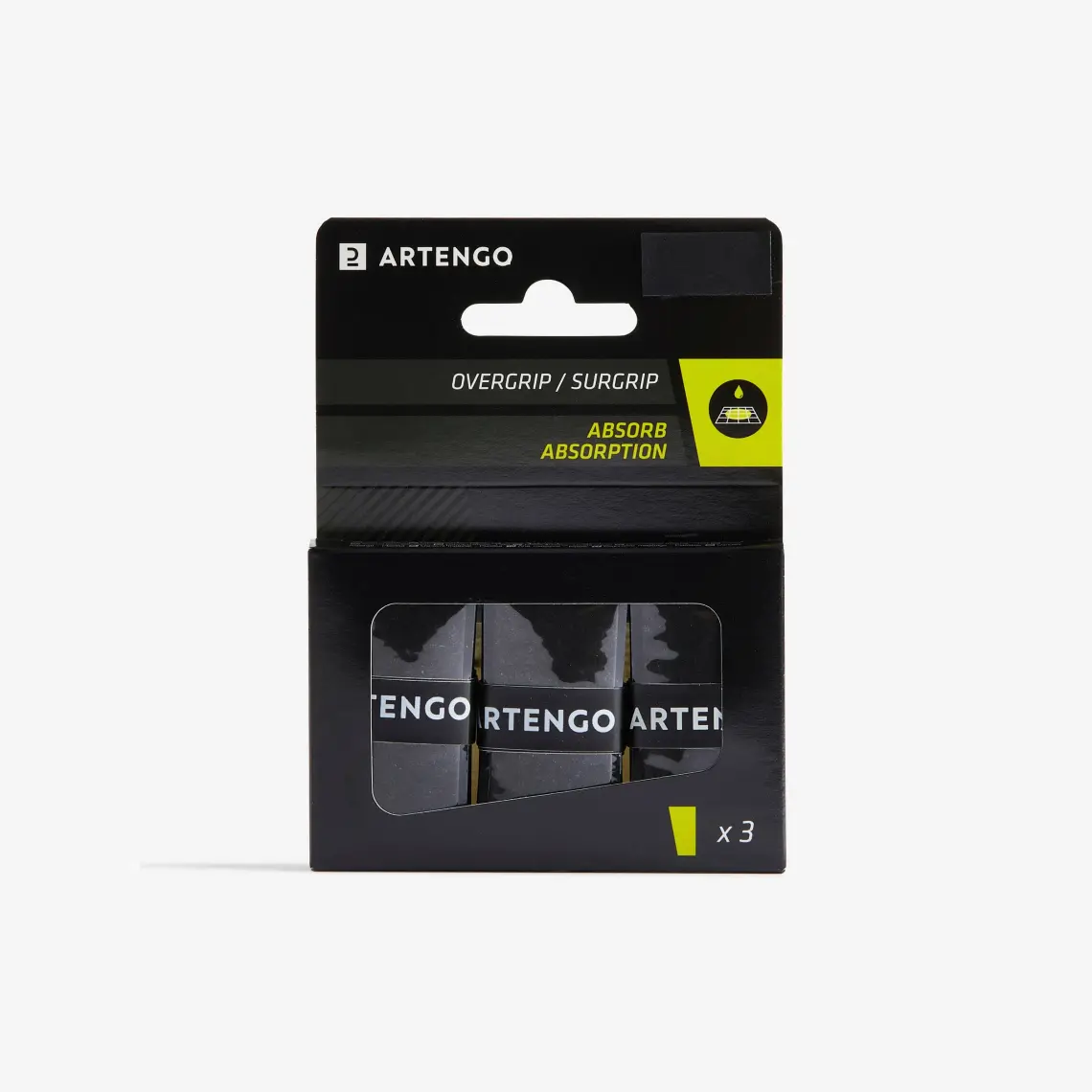 Decathlon ARTENGO Tenis Overgrip - Siyah - 3 Adet - ABSORB