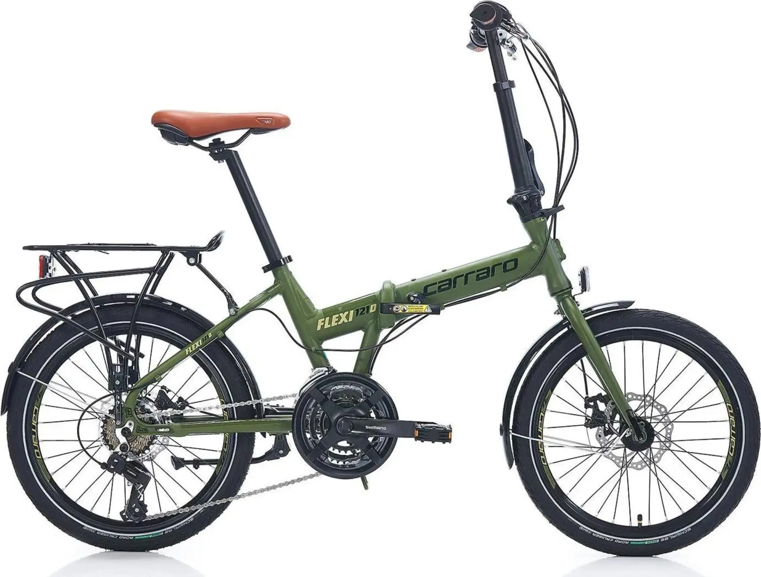 Carraro Flexi 121D 350H 20" 21-V Md Mat Haki-Yeşil-Siyah Katlanır Bisiklet