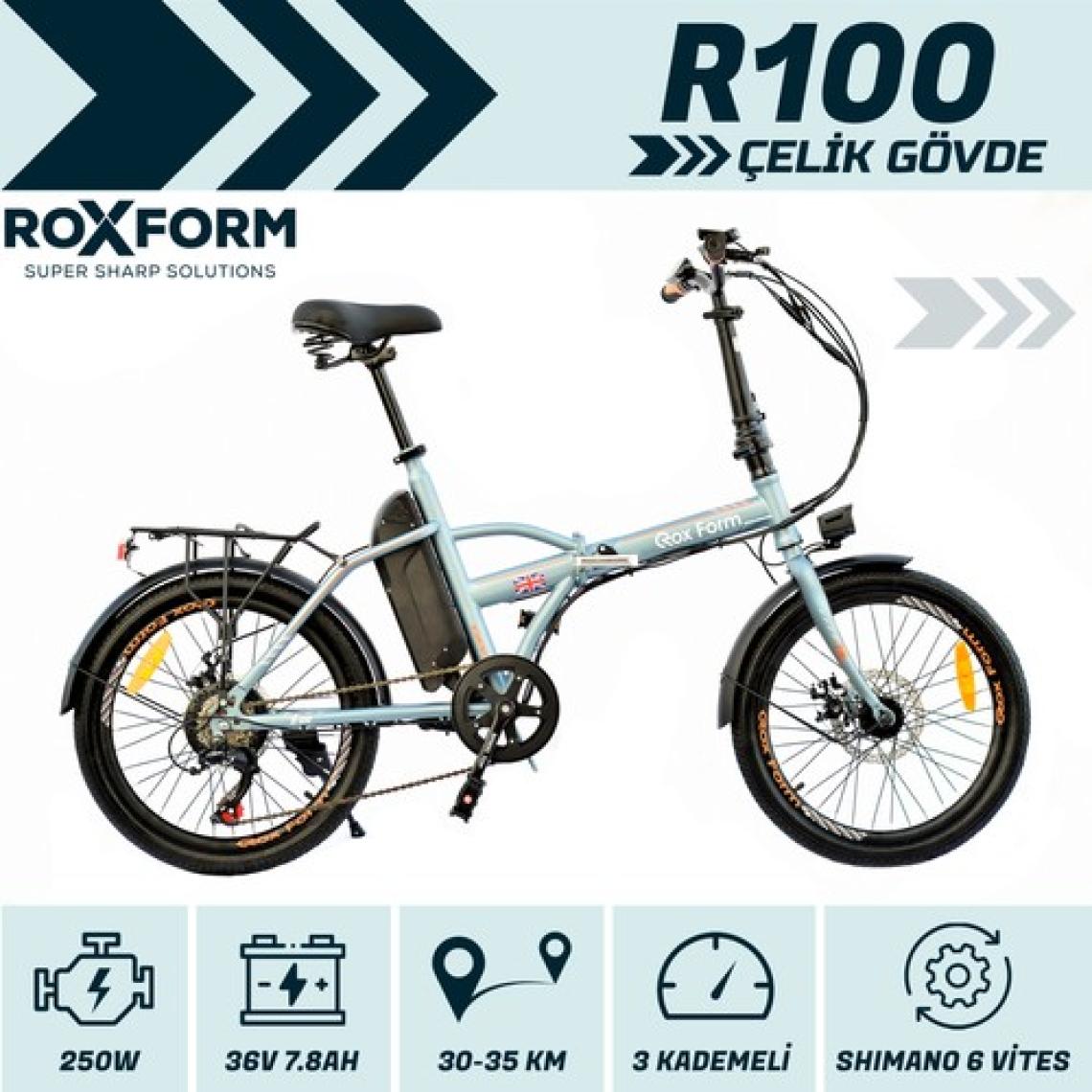 Roxform R-100 Elektrikli Katlanabilir Bisiklet 20 Inç Titanyum Mavi