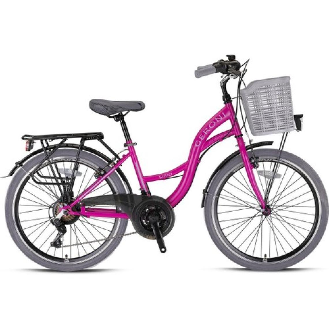 Geroni Sırıo - 24" City Bike - 21 Vites - V.b. - Fuşya-Gri - Shimano