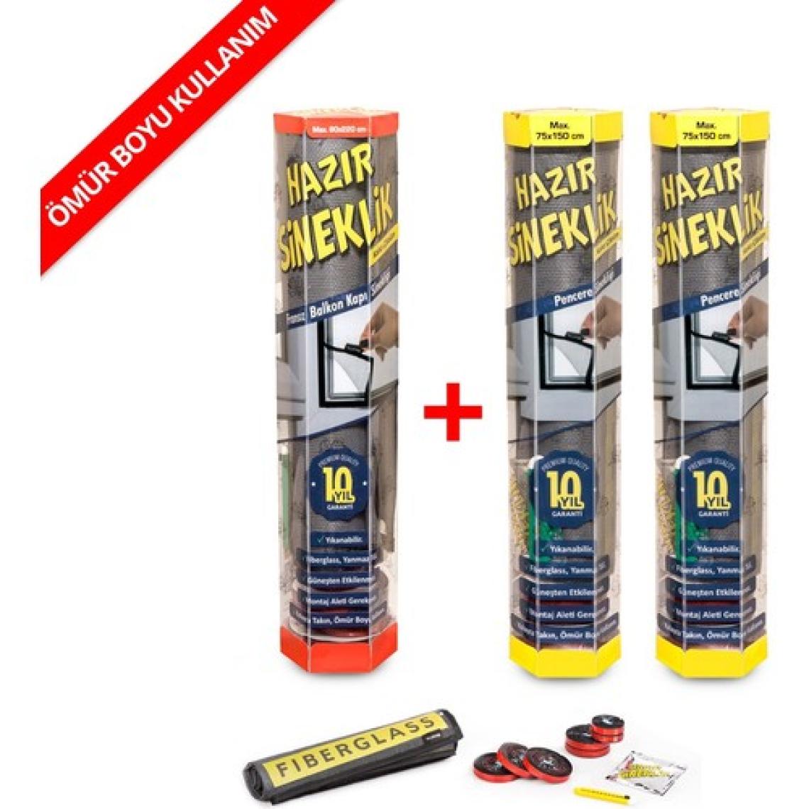 Hazır Sineklik 2 Pencere + 1 Kapı | 3 Lü Paket