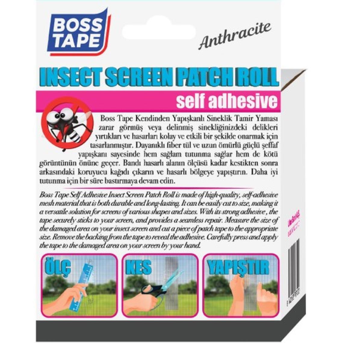 Boss Tape Sineklik Yama Tamir Rulosu Antrasit Renk EN:50mm Boy:2mt