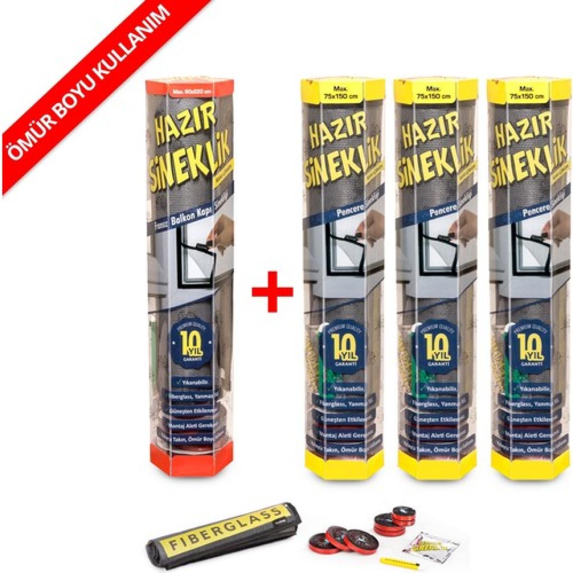Hazır Sineklik 3 Pencere + 1 Kapı | 4 Lü Paket