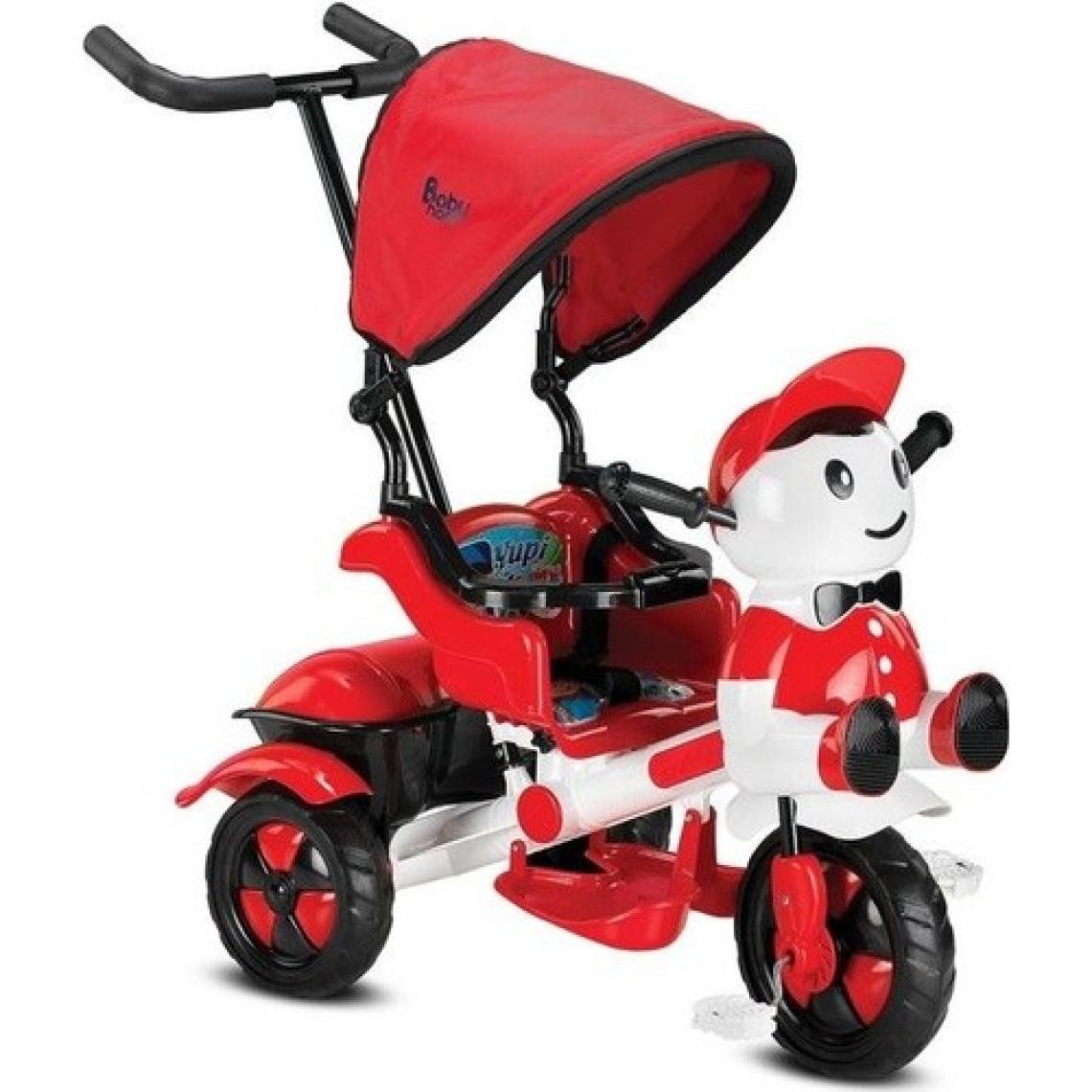 Babyhope 125 Yupi Panda Ebeveyn Kontrollü Tenteli Müzikli Tricycle Üç Teker Bisiklet-Kırmızı/Beyaz