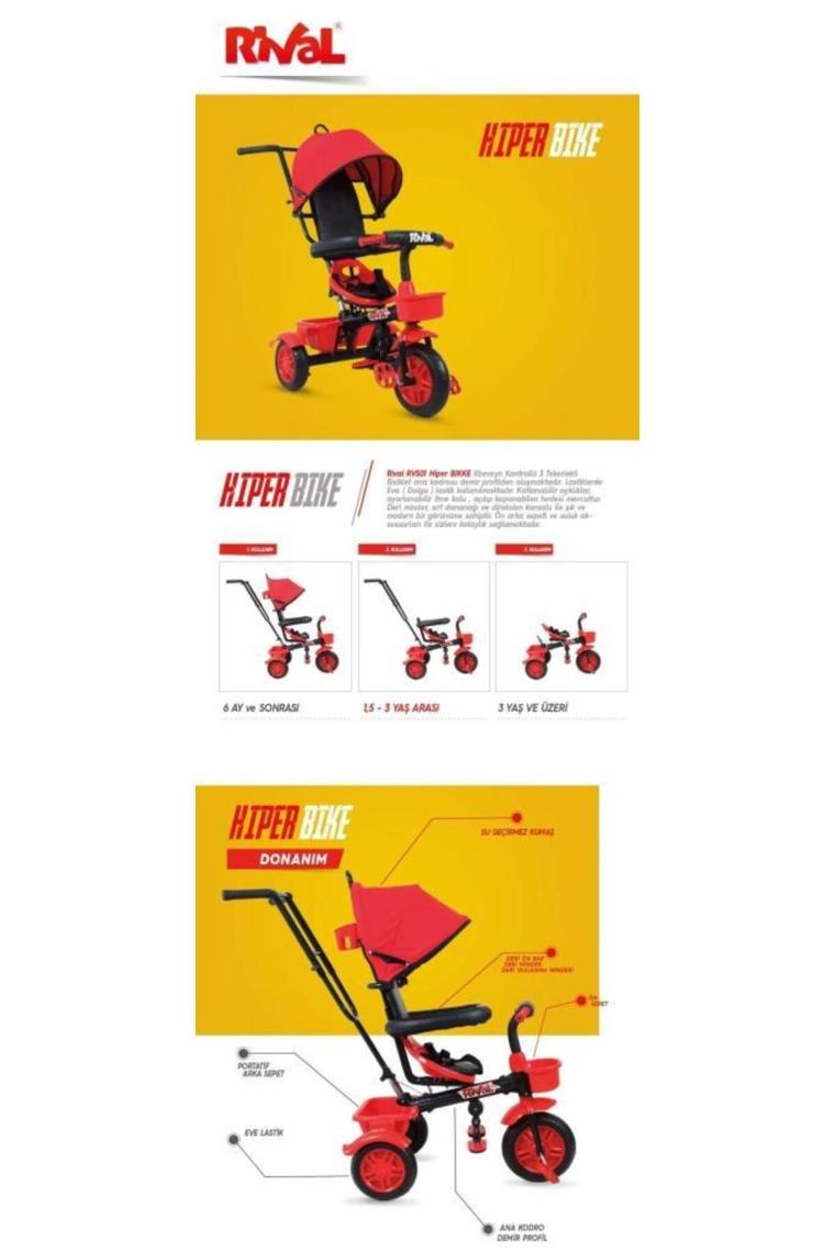 Rival RV501 Hiper Bike Ebeveyn Kontrollü 3 Tekerlekli Çocuk Bisikleti