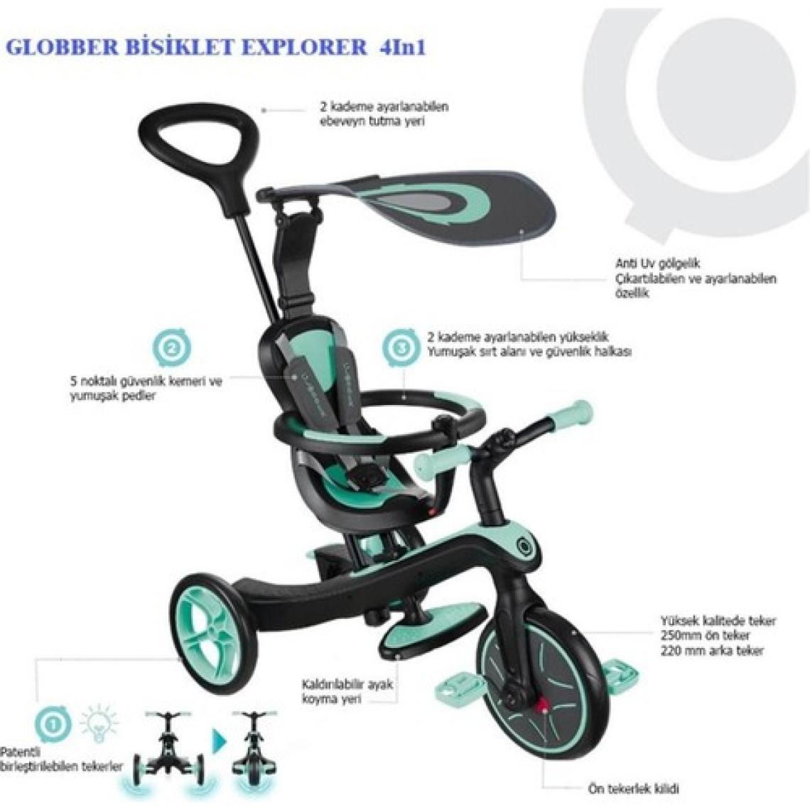 Globber Explorer 4 in 1 Mavi Bebek Bisikleti
