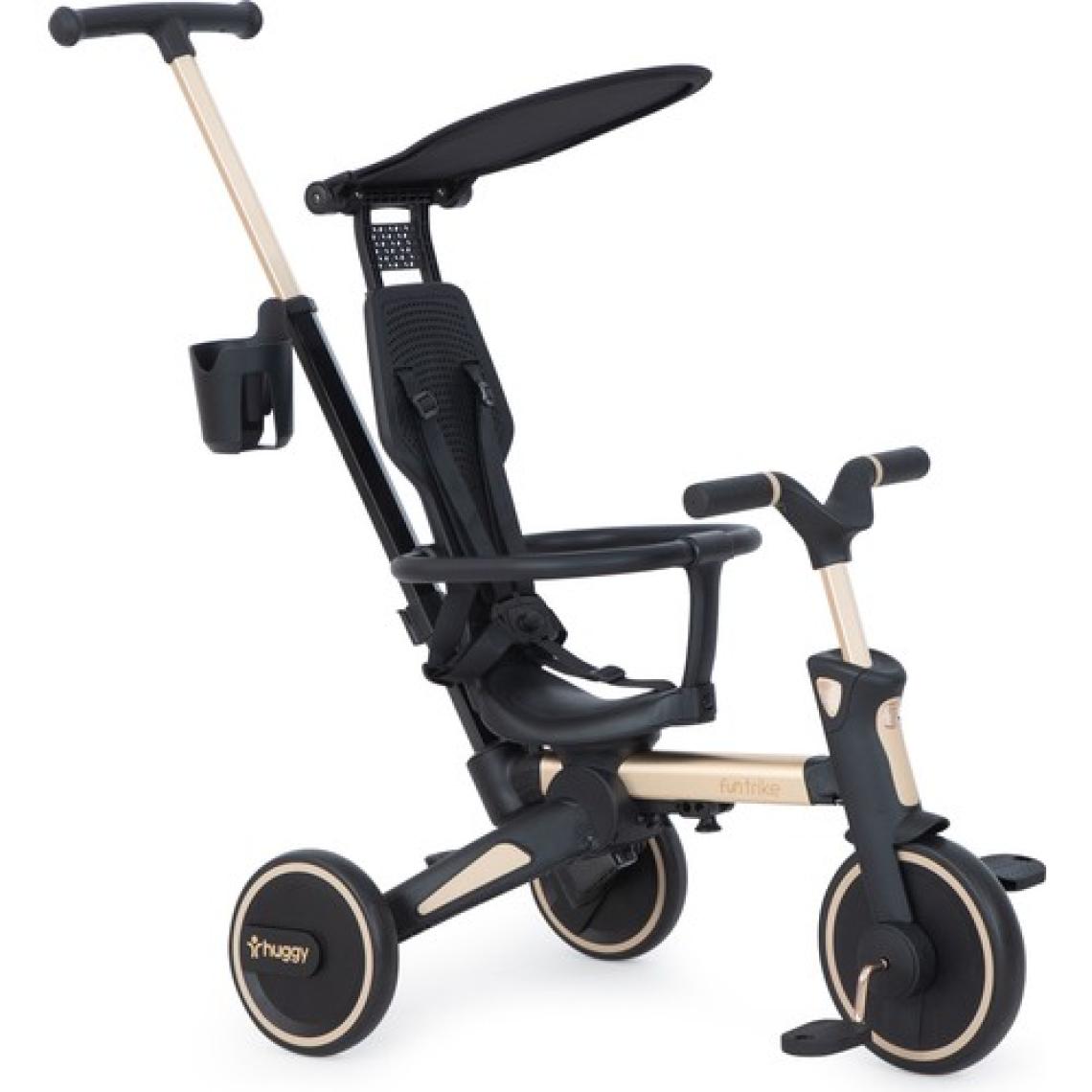 Huggy 6in1 Funtrike Siyah 3 Tekerlekli Bebek Bisikleti |ebeveyn Kontrollü, Katlanabilir ve Denge Modlu