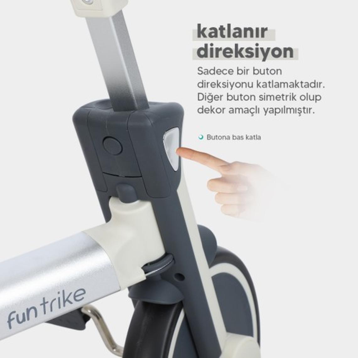 Huggy 6in1 Funtrike Siyah 3 Tekerlekli Bebek Bisikleti |ebeveyn Kontrollü, Katlanabilir ve Denge Modlu