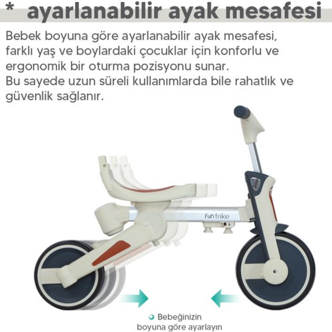 Huggy 6in1 Funtrike Siyah 3 Tekerlekli Bebek Bisikleti |ebeveyn Kontrollü, Katlanabilir ve Denge Modlu
