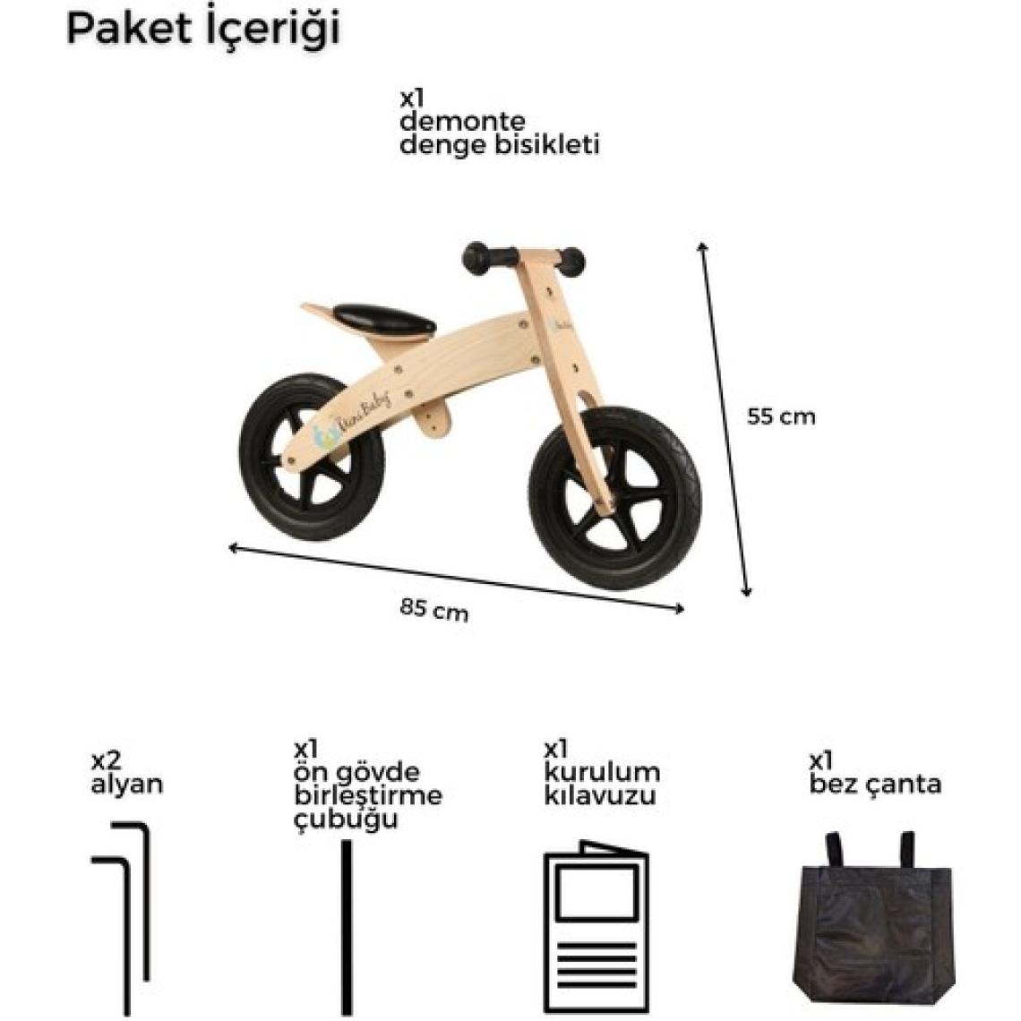 Myminibaby Ahşap Denge Bisikleti 12'' Inç 2-5 Yaş