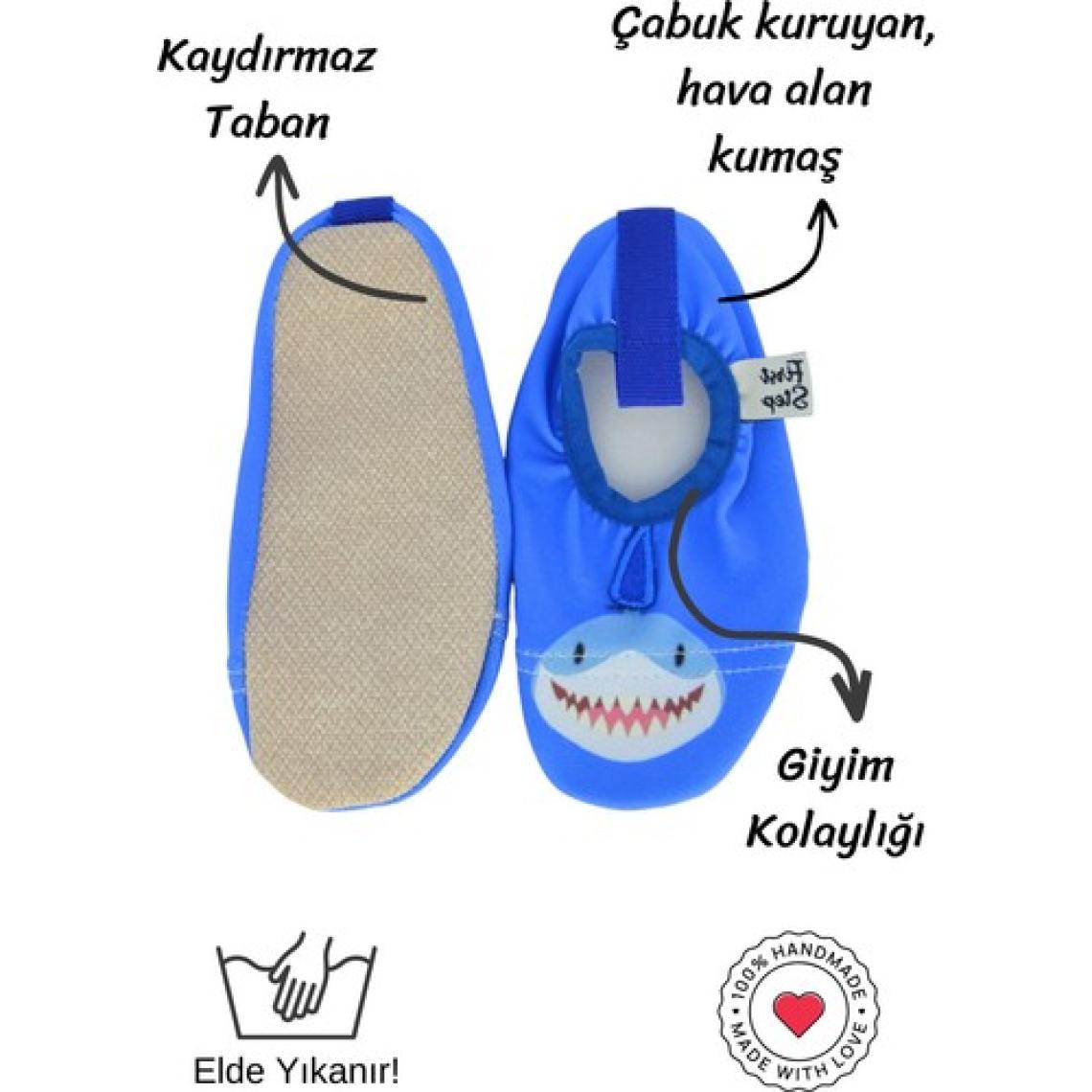 First Step 3 Boyutlu Köpekbalığı Lacivert Erkek Çocuk Kaydırmaz Taban Havuz ve Deniz PATIĞI-F-9011