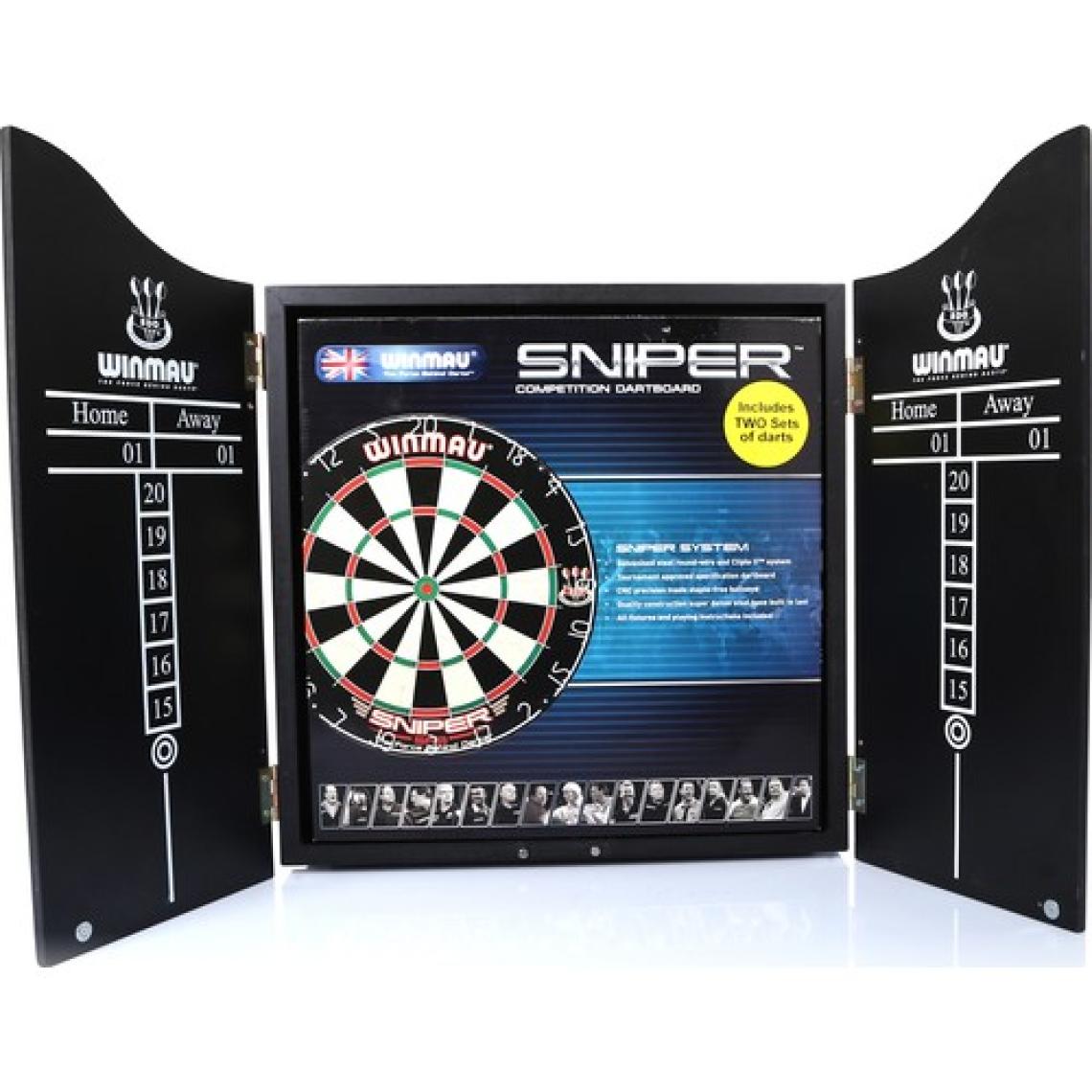 Winmau Profesyonel Dart Seti Winmau Sniper Dart Tahtası, 6 Adet Winmau Ok, Ahşap Kabin