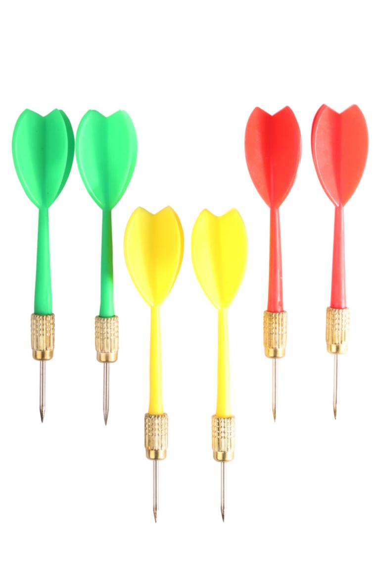 Dart Oku (6’lı Set) - Çelik Uç + Pirinç Başlık - Renkli Dart Oku Seti