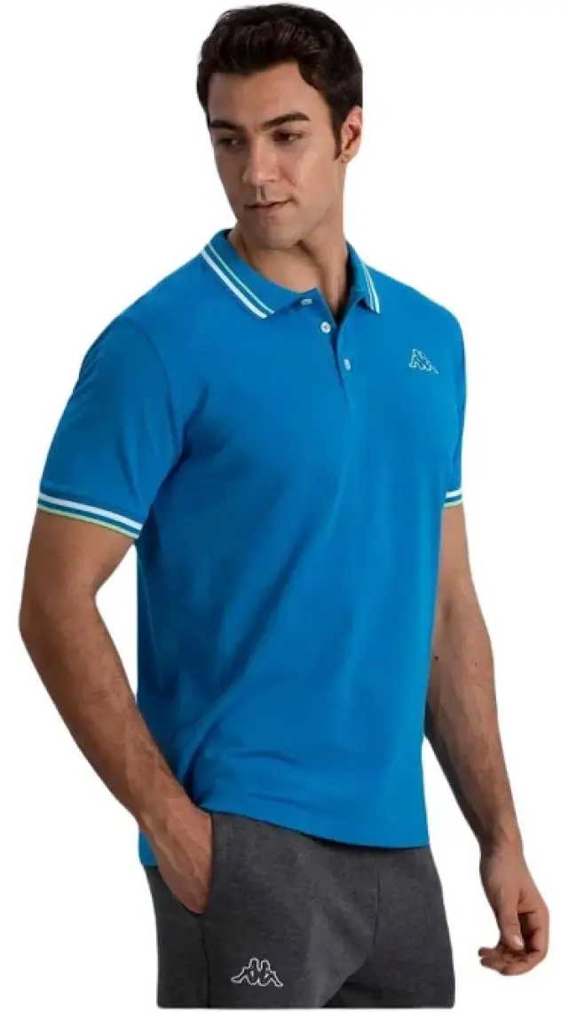Logo Maltax 5 Mss Erkek Mavi-Beyaz-Fıstık Yeşili Regular Fit Polo Yaka Tişört