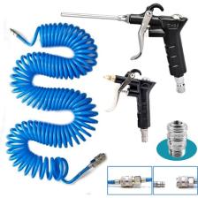 Proxtech  Kompresör Spiral Hava Hortumu 8 mm 15 Mt Hava Jakı  Hava Tabancası Recor 3 Pcs Seti