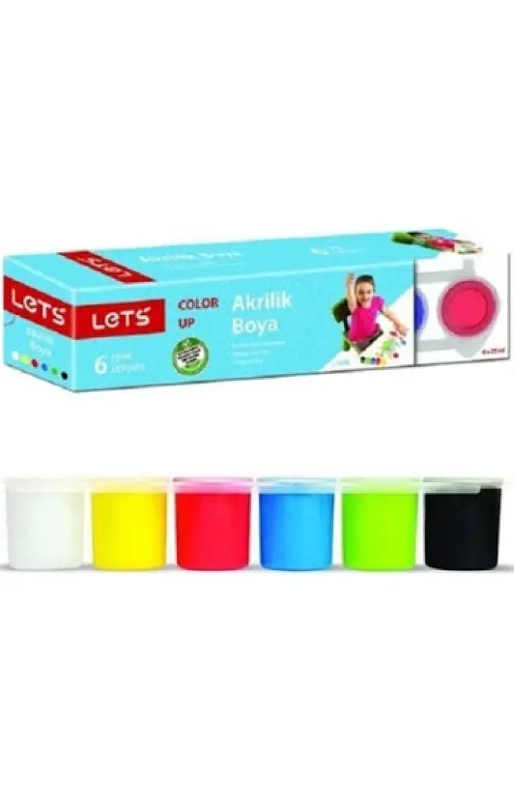 Lets 6 Renk Akrilik Boya Şişede 6x25 ml.