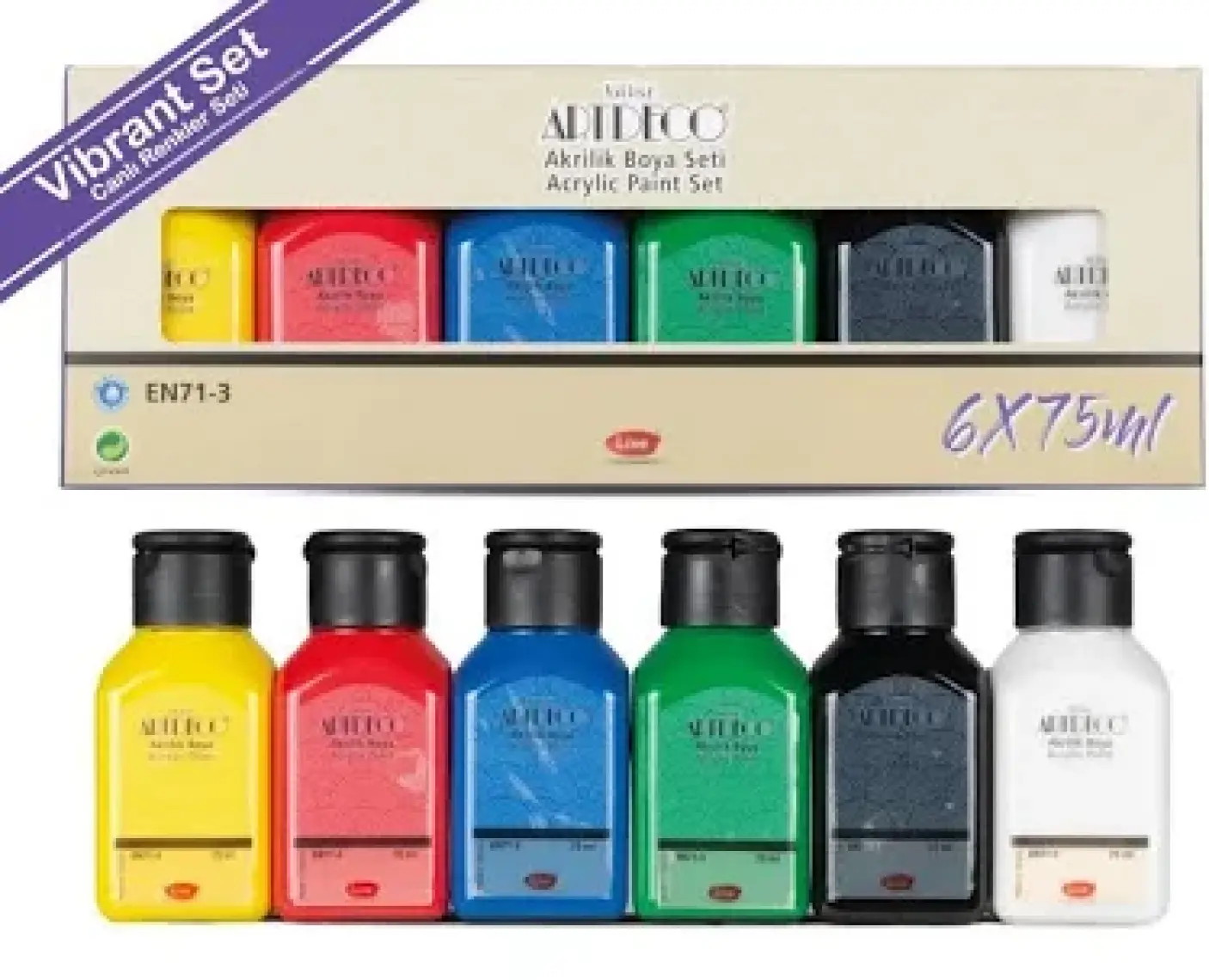 Artdeco Akrilik Boya Set Canlı Renkler 6 x 75ml 070I