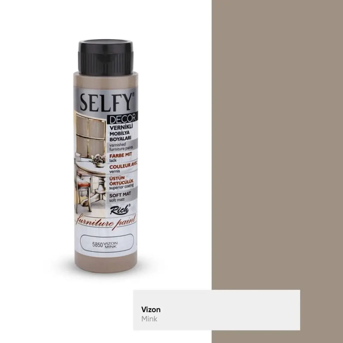 Rich Selfy Decor Vernikli Boya 500 cc - Vizon 5850