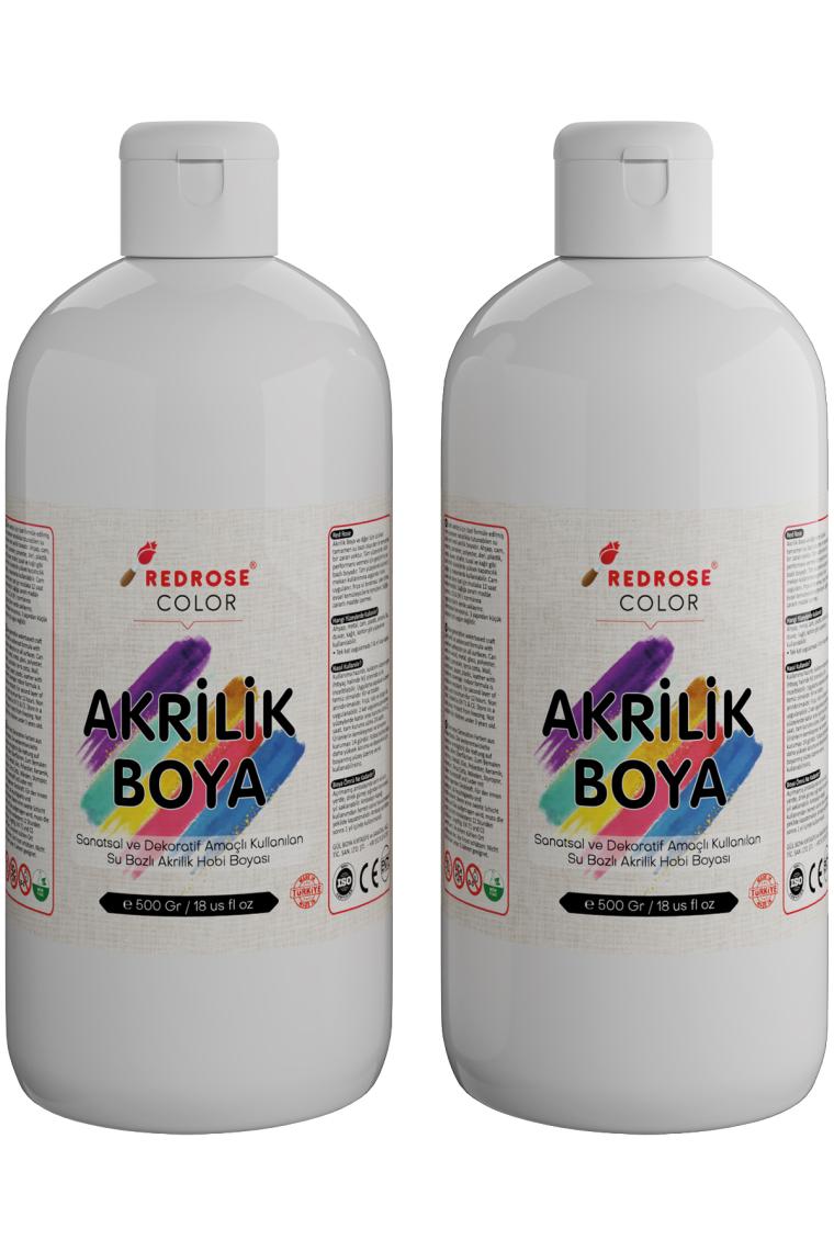 Red Rose Beyaz Akrilik Boya 2'li Set 2X120 ml Dekoratif, Hobi Amaçlı, Sanatsal, Canlı Renkler