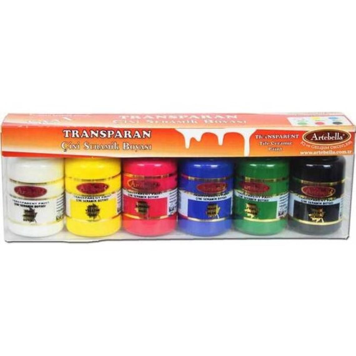 Artebella ABSTS001 Transparan Çini Seramik Boyası 50 cc 6'lı