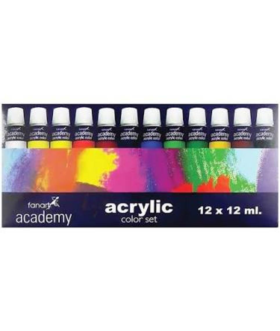 Fanart Academy Akrilik Boya Seti 12 Renk Tüp - 12 Ml