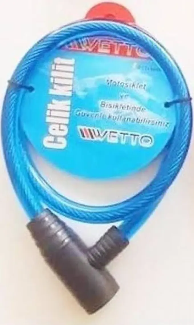 Wetto 12*80 cm 2 Anahtarlı Çelik Wetto Bisiklet Kilit