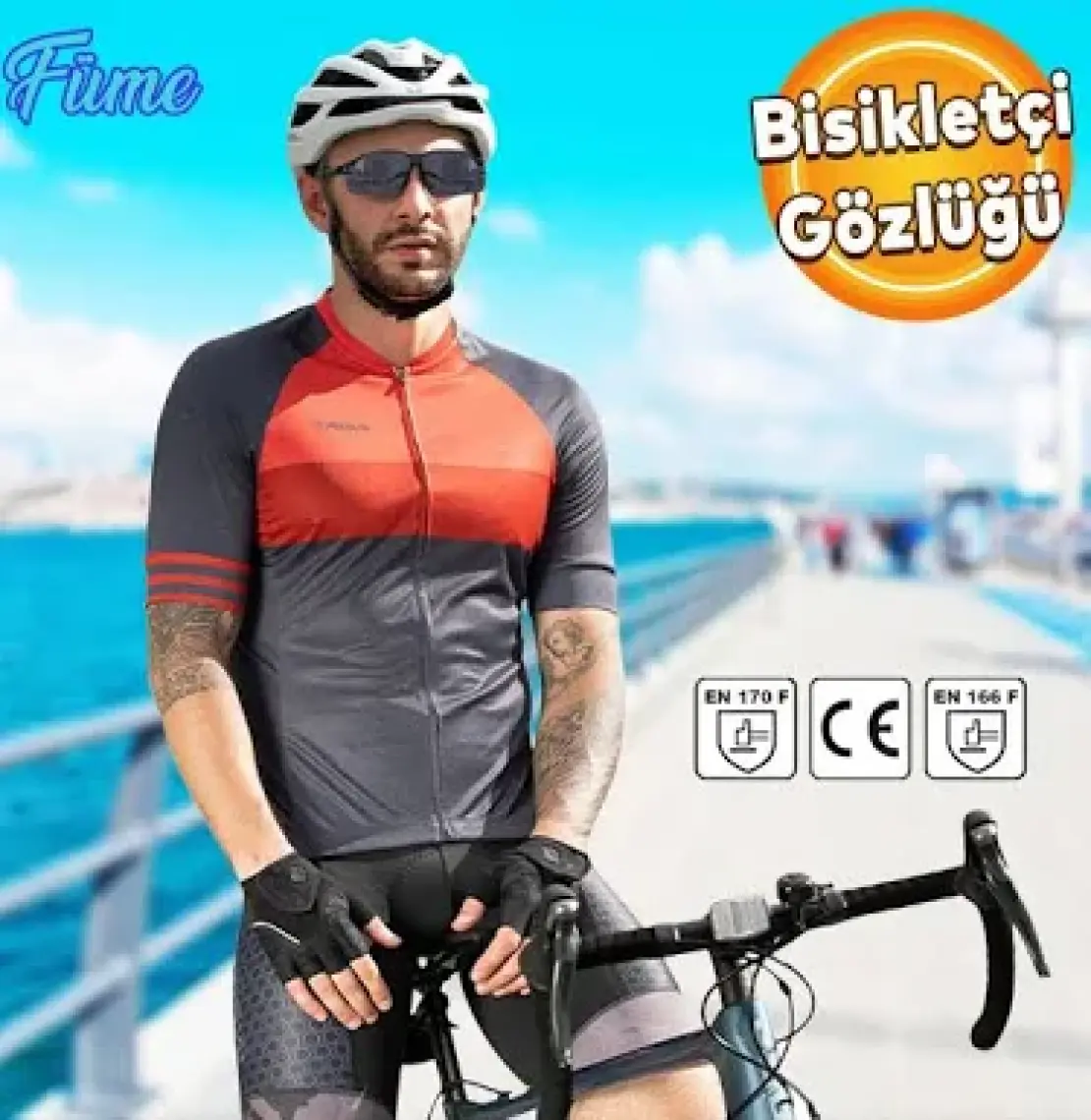Bisiklet Gözlüğü Uv Korumalı Ayarlanabilir Bisikletçi Gözlük Füme S900