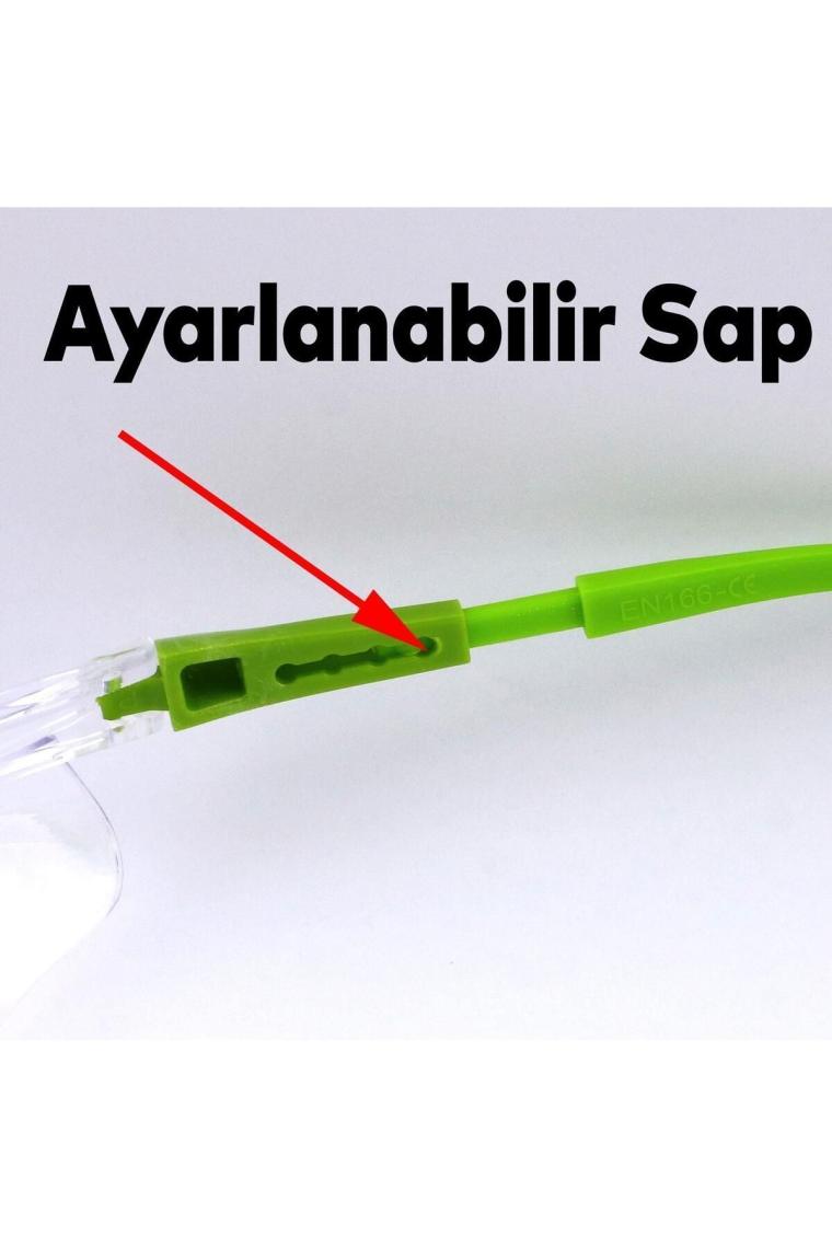 Bisiklet Gözlüğü Şeffaf Yüz Ayarlı Motorcu Rüzgar Korumalı Gözlük Yeşil Saplı Uv Koruyucu