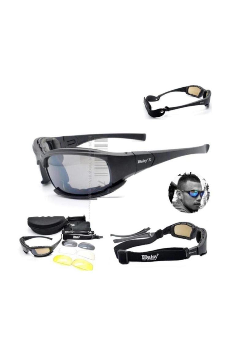 X7 Uv400 Polarize Değişebilir 4 Lensli Motorsiklet Gözlüğü