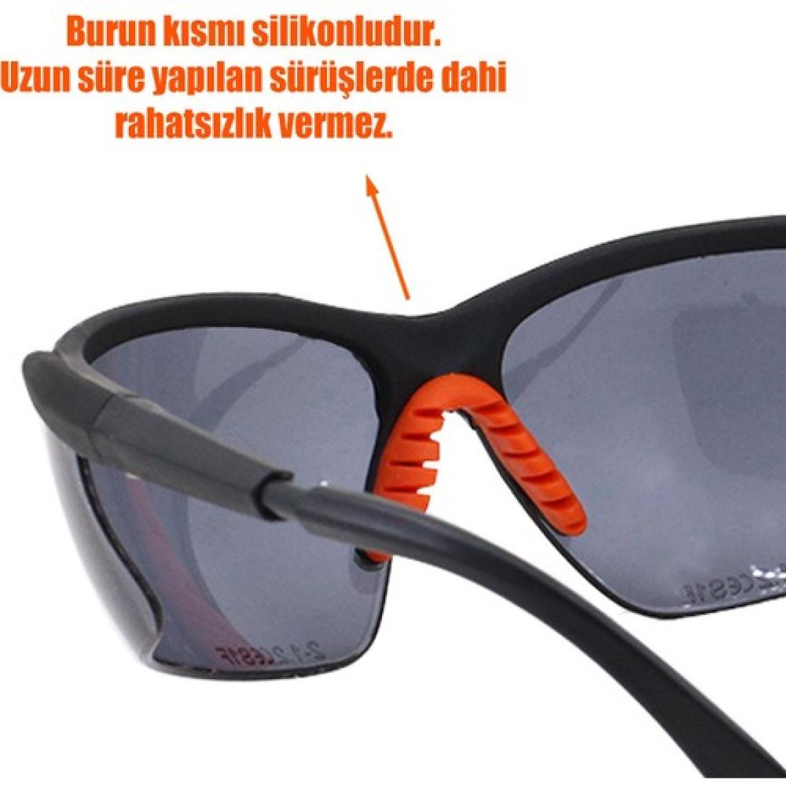 Badem10 Bisiklet Güneş Gözlüğü Yüz Ayarlı Silikon Burunlu Bisikletçi Gözlük S600 Füme