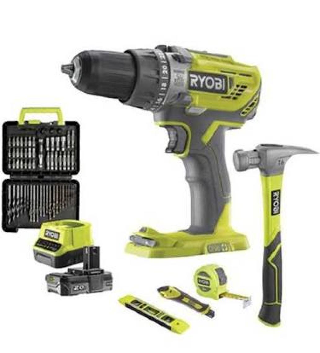Ryobi R18PD3-120TAH Akülü Darbeli Matkap Set 18V 2,0AH
