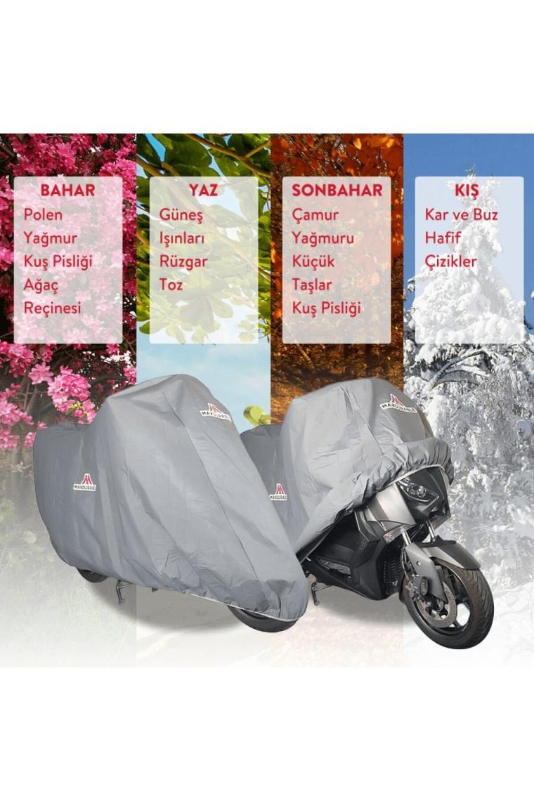 MaxDurable Kuba Brillant 50 Pro Arka Çantalı Motor Brandası Su Geçirmez Motosiklet Örtüsü