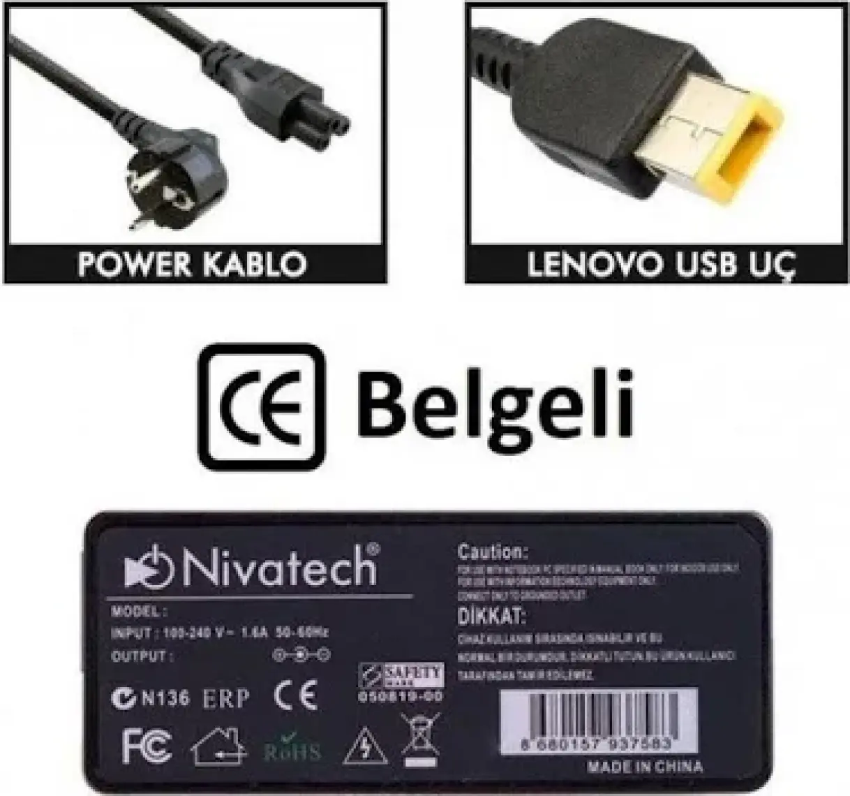 İnfostar Lenovo Uyumlu USB Uç Laptop-Notebook Şarj Aleti 20V 4.5A