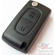 Skilit Samsun Oto Kilit Peugeot Partner 207 208 308 407 508 2 Tuşlu Kumanda Anahtar Kabı Pil Yataksız Logolu
