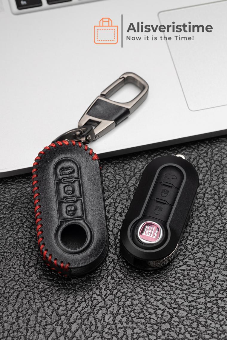 Alisveristime Fiat 500 Serisi Bravo Panda Doblo Punto Deri Anahtar Kılıfı
