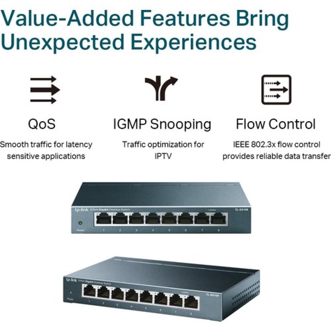 TP-Link TL-SG108 8 Port 10-100-1000 Mbps Switch Çelik Kasa