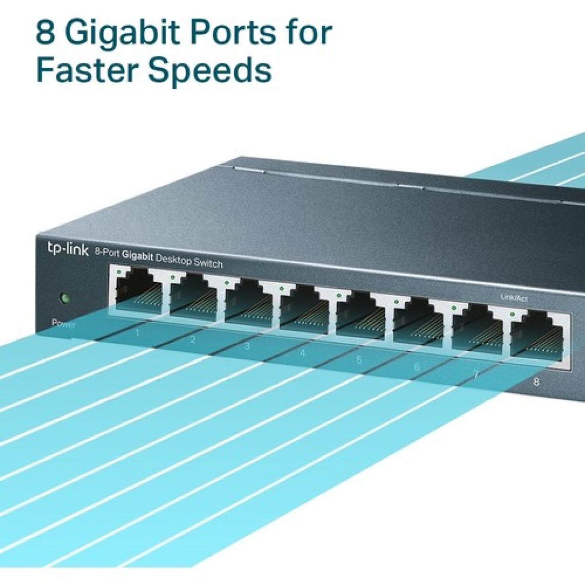 TP-Link TL-SG108 8 Port 10-100-1000 Mbps Switch Çelik Kasa