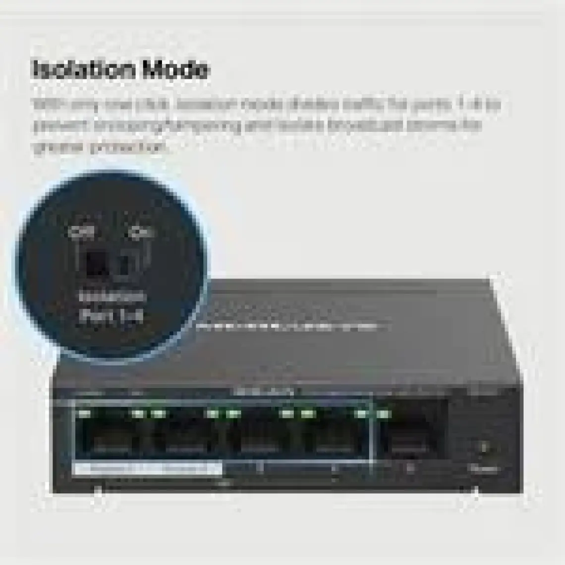 Mercusys MS105GP, 5-Port Gigabit Desktop Switch With 4-Port Poe+