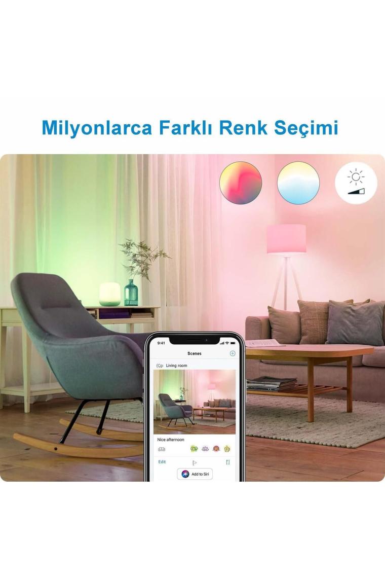 Wi Fi Renkli Ambiyans Akıllı Ampul 100w A67 E27 Normal Duy